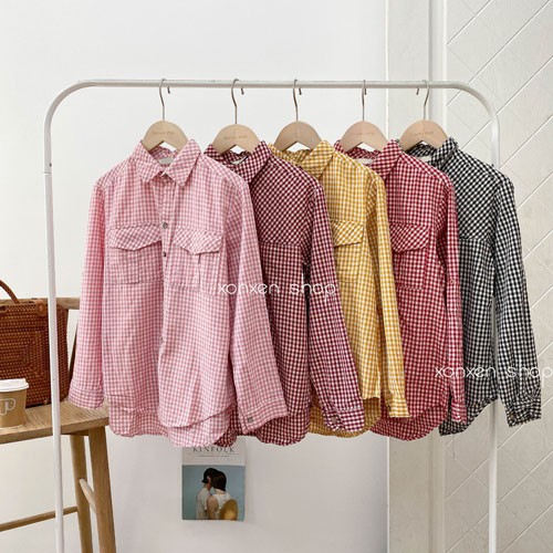 Áo sơ mi nữ caro Xonxen shop chất vải thoáng mát free size, mã 25