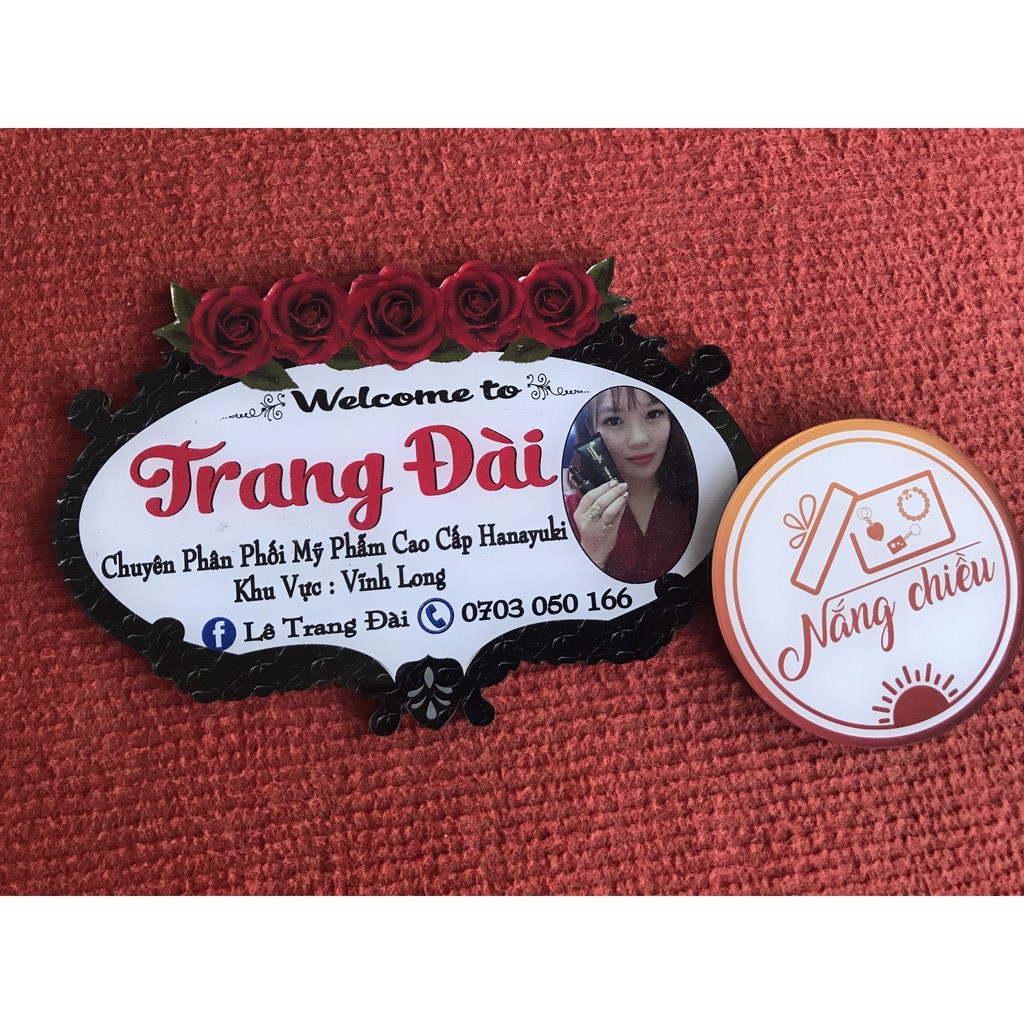 Bảng hiệu treo shop thiết kế - in thông tin của shop - chèn hoa văn - in thương hiệu chống trộm cắp ảnh