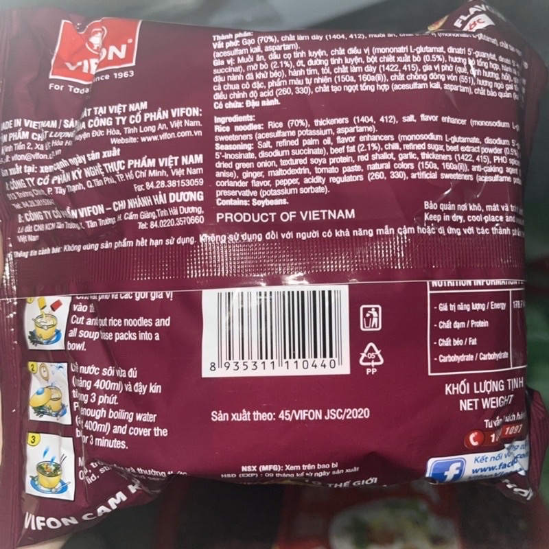 Combo 5-10 gói Phở bò- Phở gà Vifon 65g