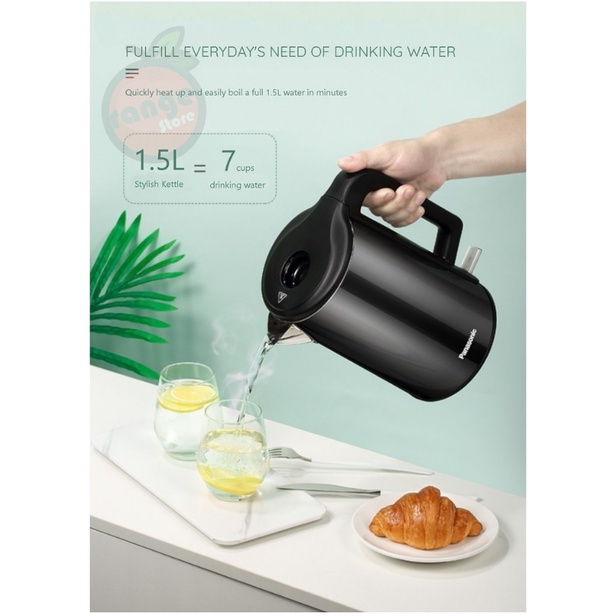 Ấm nước siêu tốc Panasonic NC-CWK21, dung tích 1.5 lít, 2 lớp chống nóng, inox 304, hàng nhập khẩu chánh hãng
