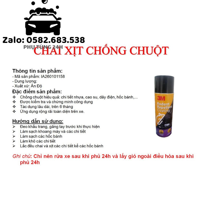 Chai xịt chống chuột 3M, Bình xịt đuổi chuột, Chống chuột ô tô  Rodent Repellant Coating 89797 250G