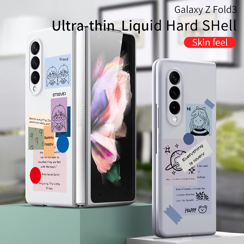 Ốp điện thoại INS có thể gập bằng chất liệu cứng dẻo siêu mỏng mặt nhám cho Samsung Galaxy Z Fold 3 W22