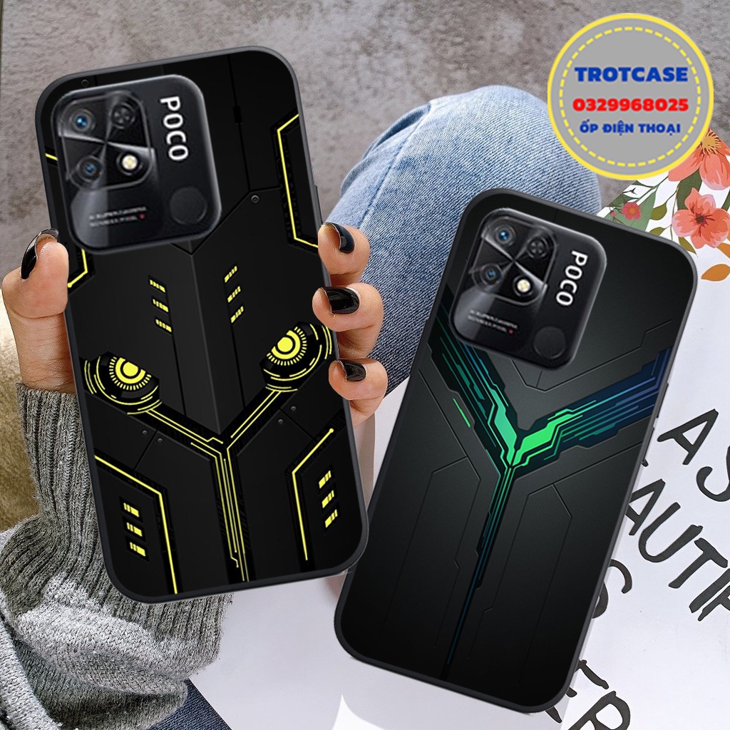 Ốp lưng Xiaomi Poco C40 hình áo giáp xanh đen siêu ngầu cá tính độc lạ viền ốp dẻo bo sát máy chống sốc