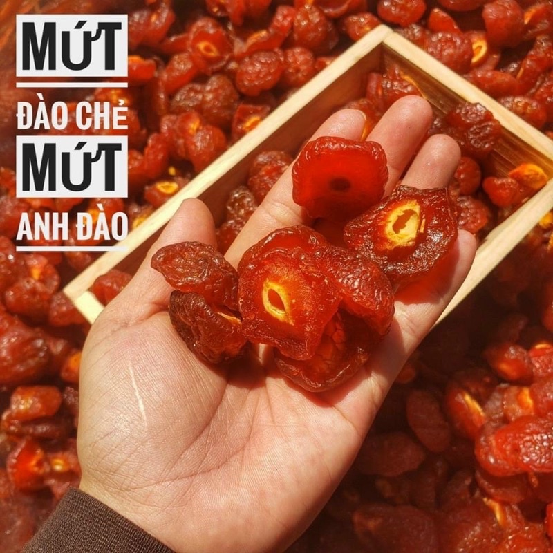 Mứt đào chẻ- Mứt anh đào - Lon 500g [FREE SHIP] TỪ ĐƠN 50K, [Loại Đặc Biệt] Hàng ngon nhà làm