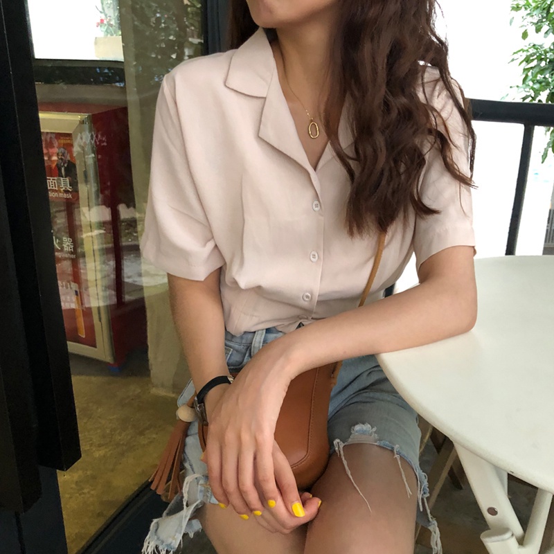 QADCOL Áo chiffon Tay Ngắn Cổ Chữ V Thanh Lịch Hợp Thời Trang Cho Nữ