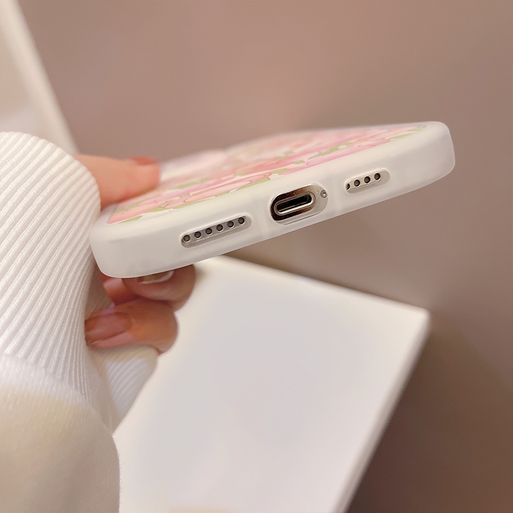 Ốp điện thoại TPU silicone dẻo họa tiết hoa tulip hồng và thỏ thích hợp cho iPhone 7 8 Plus 11 Pro Max 12 Mini 13 XR XS