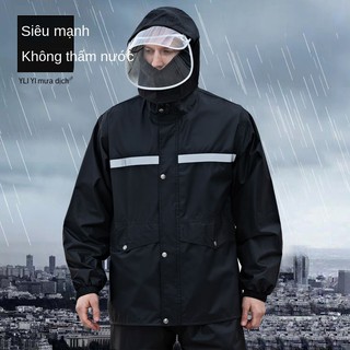 Áo mưa người lớn và quần đi phù hợp với nam nữ xe đạp điện câu cá takeaway chống bão làm dày toàn bộ cơ thể Chia