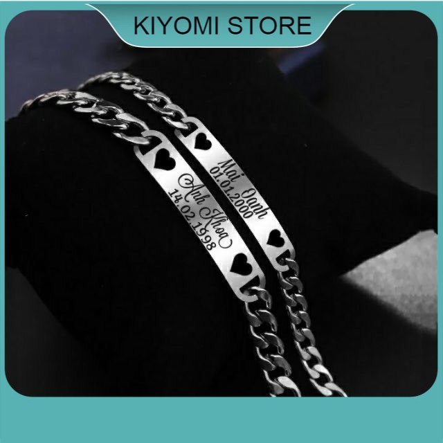 Lắc Tay Đôi Nam - Nữ Làm Tên Theo Yêu Cầu Cá Tính Dễ Thương Hàn Quốc KIYOMI STORE