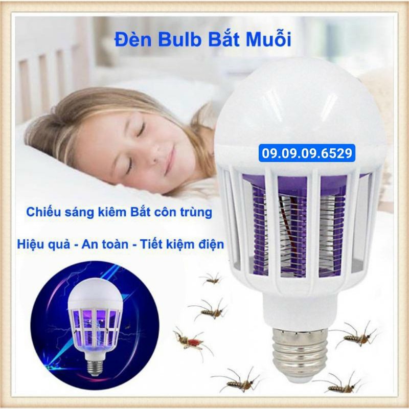 Đèn Bắt Muỗi Bóng Tròn Led 15W , Bóng đèn bắt muỗi thông minh