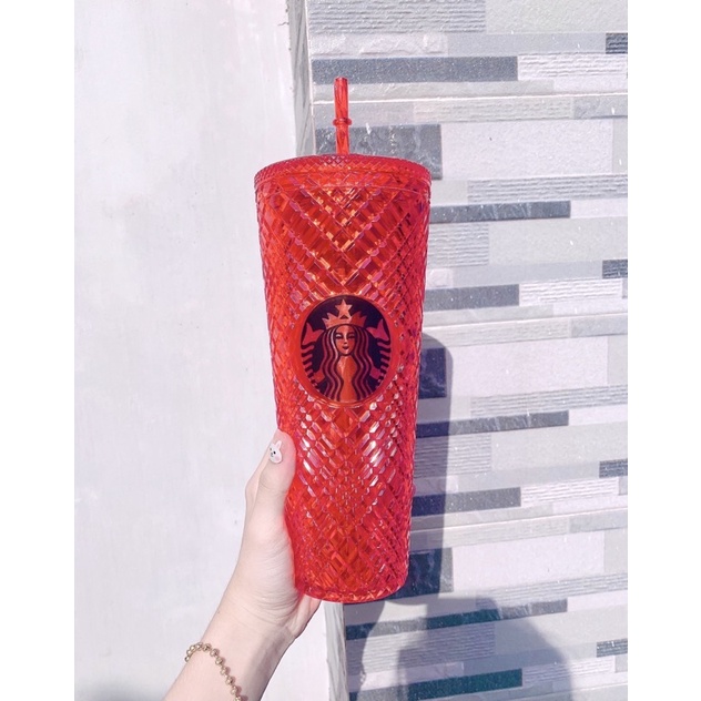 Cốc uống nước có ống hút thiết kế kiểu vỏ sầu riêng họa tiết Starbucks có thể tái sử dụng làm quà tặng độc đáo