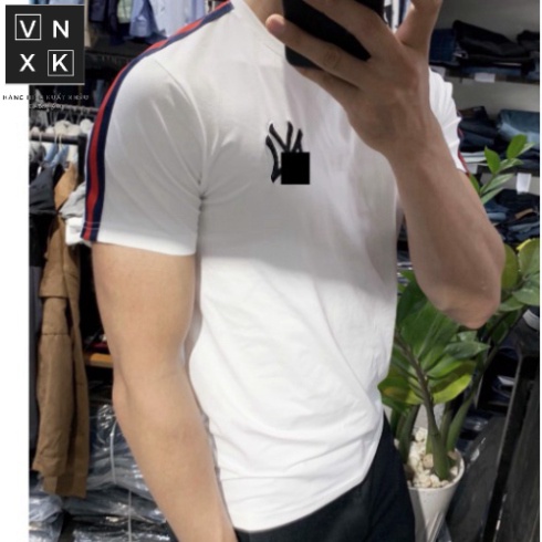 Áo thun phông tay lỡ NY Unisex nam nữ |Áo đôi 2 màu đen trắng SỌC VAI LOGO THÊU FULL TEM TAG CHÍNH HÃNG