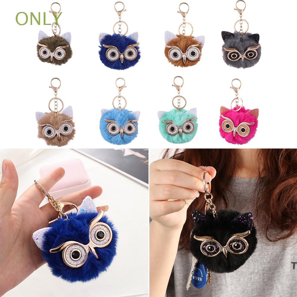 Móc khoá lông hình cú mèo dễ thương