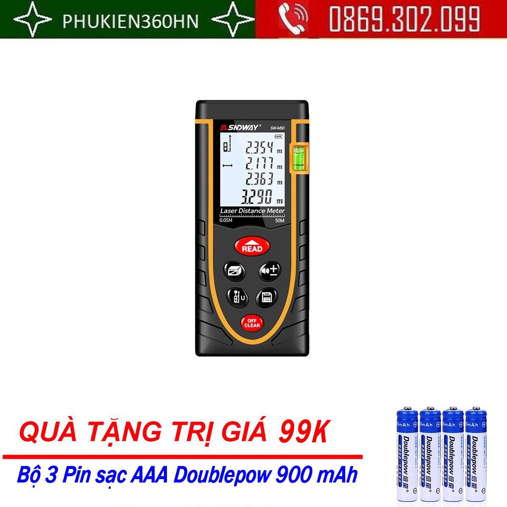 (Quà tặng 99k) Thước đo khoảng cách bằng tia laser SNDWAY 50m-120m