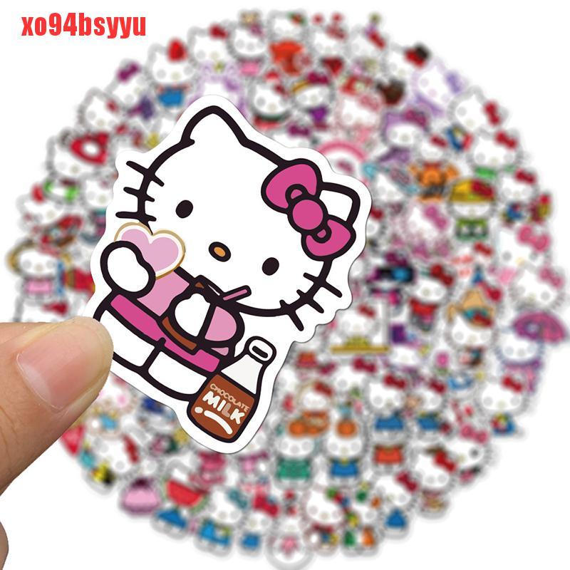 Set 100 Sticker Hello Kitty Dán Laptop Ván Trượt Bằng PVC xo94bsyyu