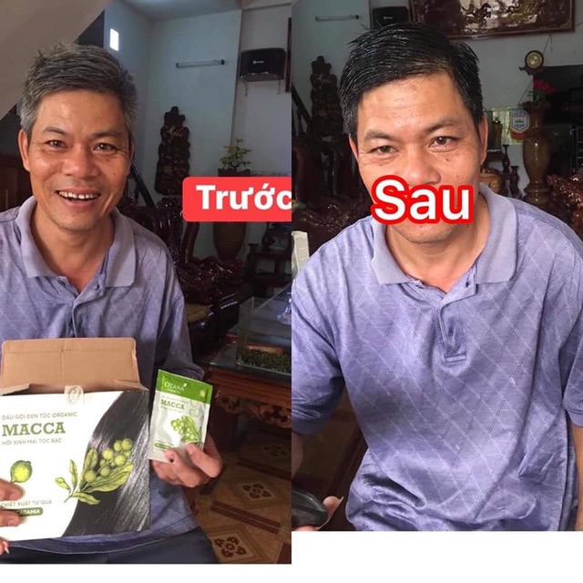 Dầu gội đen tóc phủ bạc Organic Macca