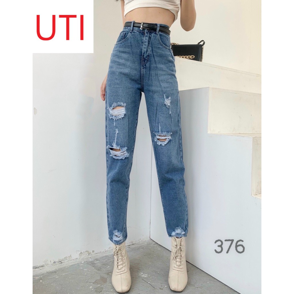 QUẦN BAGGY JEAN NỮ LƯNG CAO RÁCH NHIỀU LAI CUỐN MÀU XANH CAO CẤP UTI ĐỦ SIZE S, M, L SIÊU THỜI THƯỢNG, CHẤT PHÁT MÙA HÈ