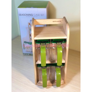 Bộ Kệ Gỗ 4 Hũ Gia Vị Lock&Lock HPL949S4
