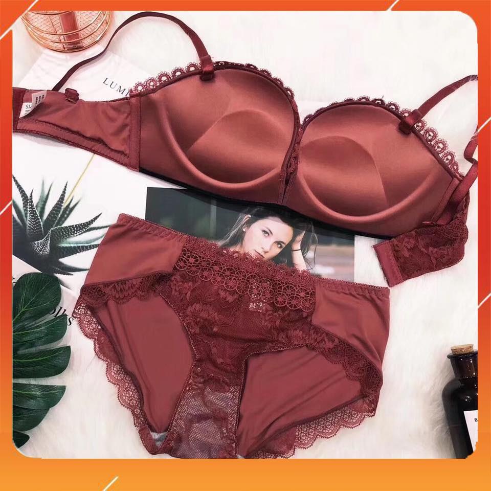 Set bộ đồ lót nữ phối ren áo không gọng, đệm mút 3cm dành cho các nàng có V1 trung bình nhỏ, Mã B29276