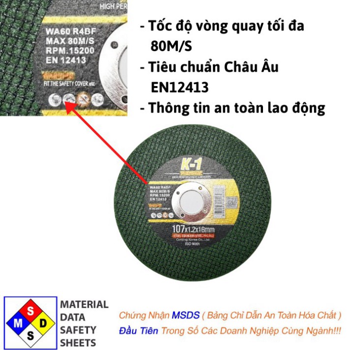 ĐÁ CẮT SẮT 1 TẤC | Đá cắt K1 Xanh | Đá cắt sắt phi 100 - hoainam