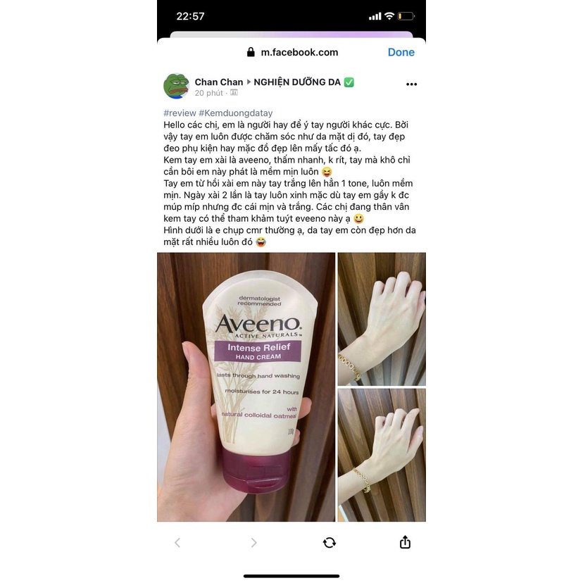 Kem tay Aveeno Active Naturals Intense Relief Hand Cream 100g