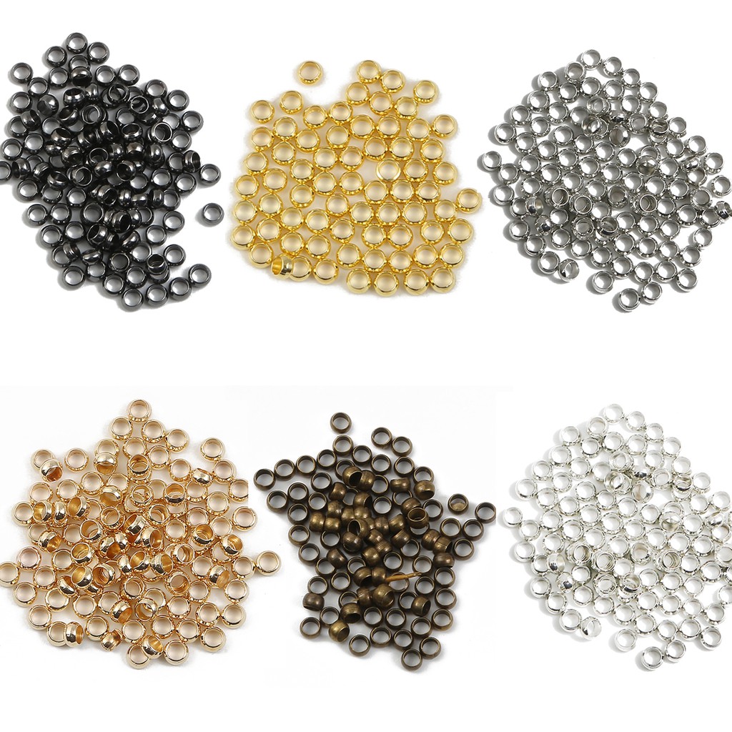 Bộ 100-500 Hạt BeadiaTròn Bằng Đồng Nhiều Kích Cỡ Làm Trang Sức Thủ Công