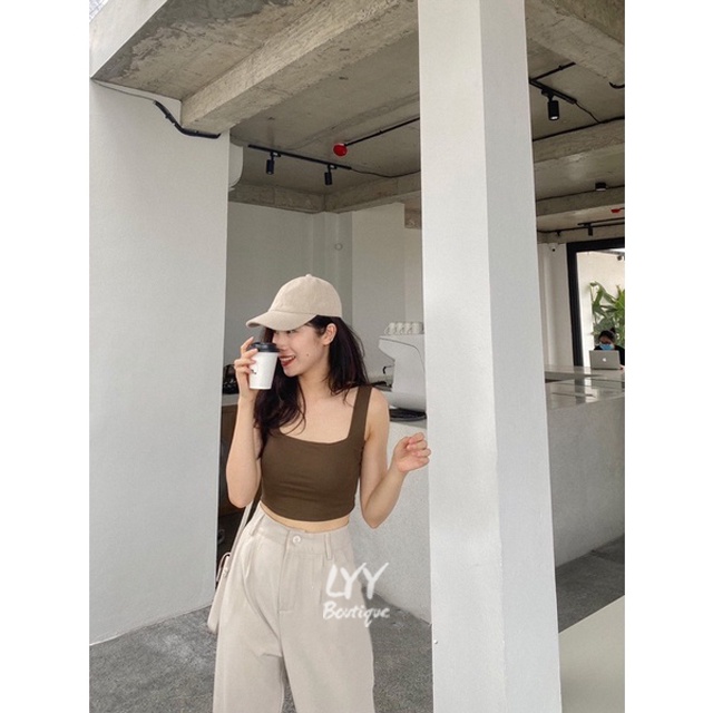 Áo croptop 2 dây bản to có sẵn đệm mút ngực freesize 3 mày chất đẹp LYY BOUTIQUE