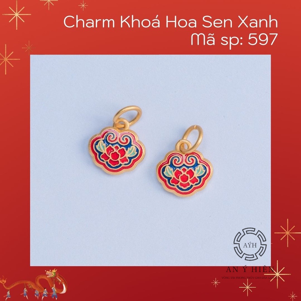 Charm Khóa hoa sen xanh #C597 ( An Ý Hiên)