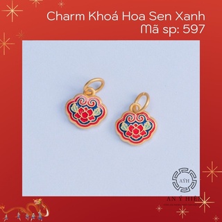Charm khóa hoa sen xanh #c597