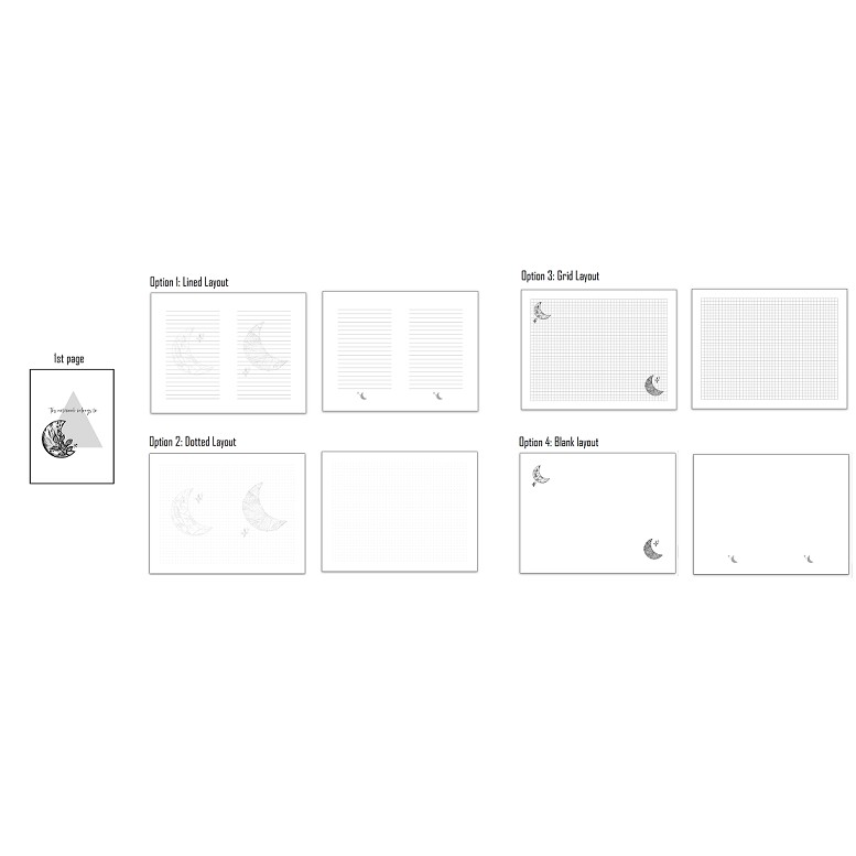 Sổ tay thiết kế Dreamer - 72 trang - Ruột giấy trắng Chấm bi (Dot) / ô vuông (Grid) / Kẻ ngang / Trơn / Mixed