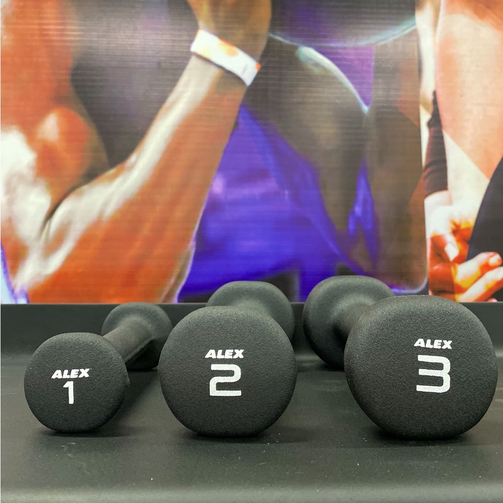 Combo 3 Bộ Tạ Tay Elip ALEX 1LB, 2LB, 3LB, Lõi Gang Đặc Bọc Cao Su Cao Cấp Cho Nữ,Trẻ Em Tập Gym Yoga, Chống Trơn Trượt