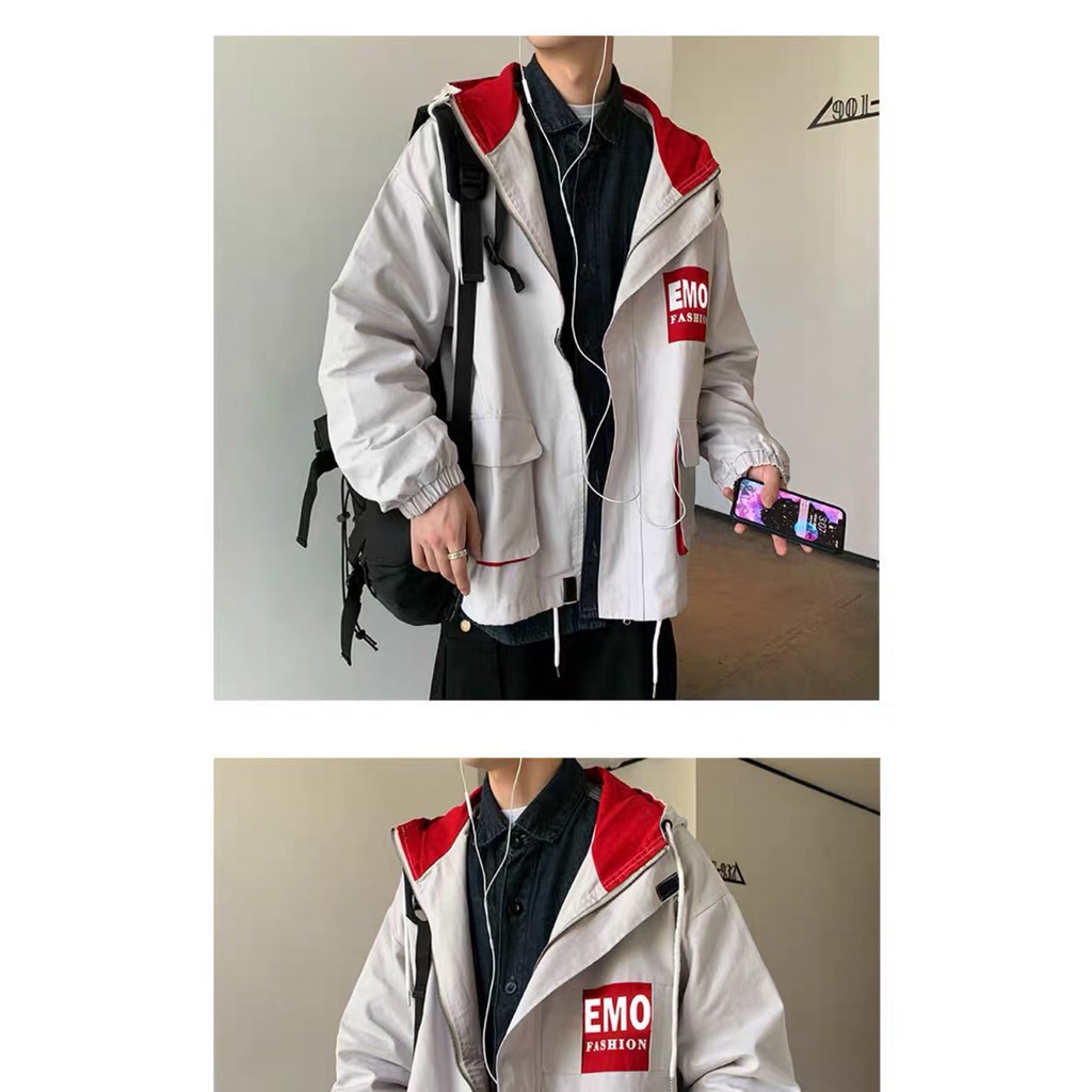 Áo Khoác Ấm Kaki Nam Có Mũ Form Rộng EMO, Áo Khoác Túi Hộp Nam Nữ Cao Cấp | BigBuy360 - bigbuy360.vn