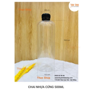 Chai nhựa cứng 500ml - - nắp nhựa đen