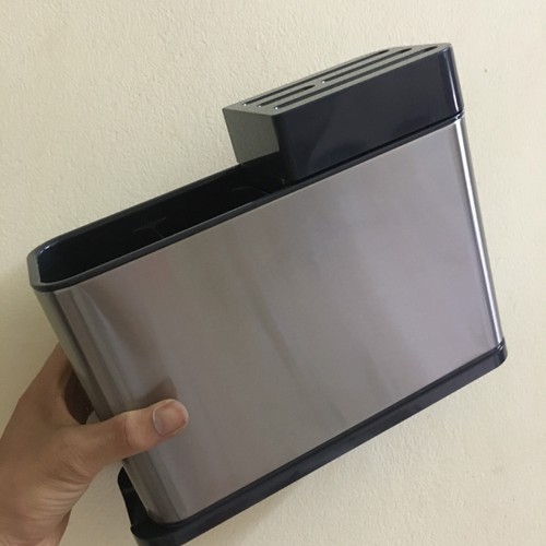 Kệ Đựng Dao Đũa Thìa Inox 304 Chống Rỉ Có Rãnh Thoát Nước Phía Dưới Bảo Quạn Dụng Cụ Nhà Bếp Gọn Gàng Sạch Sẽ