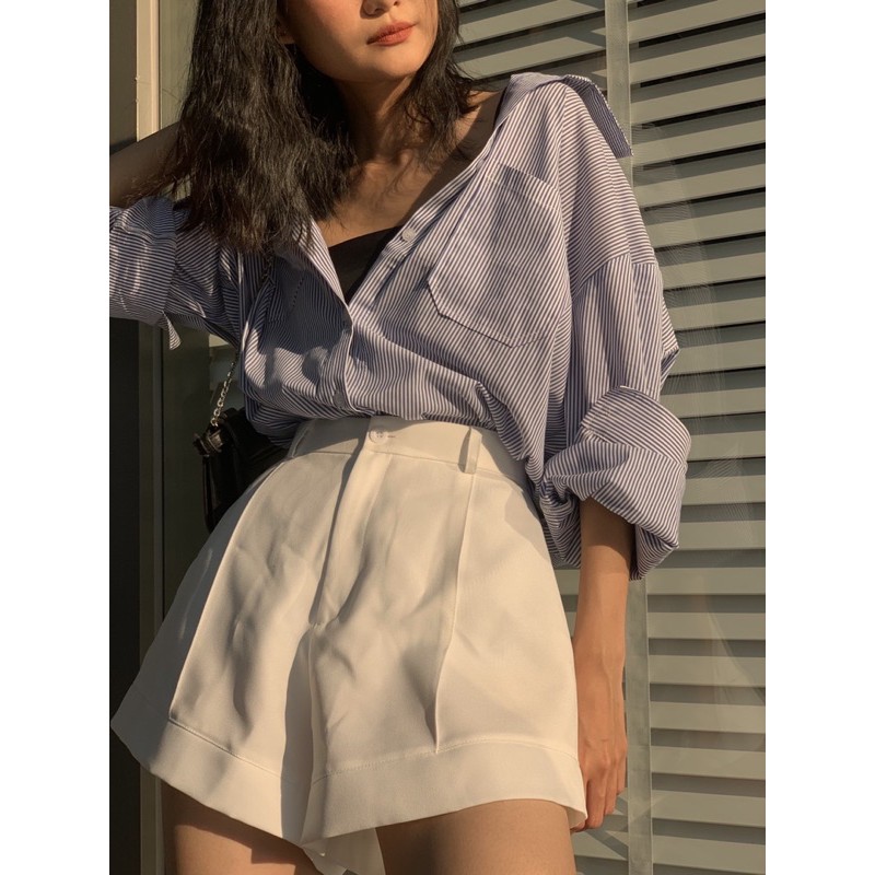 Áo sơmi kẻ sọc xanh 2 túi | BigBuy360 - bigbuy360.vn