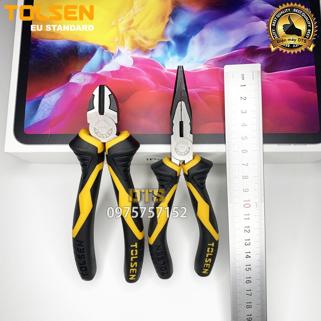 Bộ kìm cắt, kìm nhọn - kìm công nghiệp TOLSEN 6 inch/ 160mm, thép CR-V cao cấp hợp kim Niken – Tiêu chuẩn Châu Âu