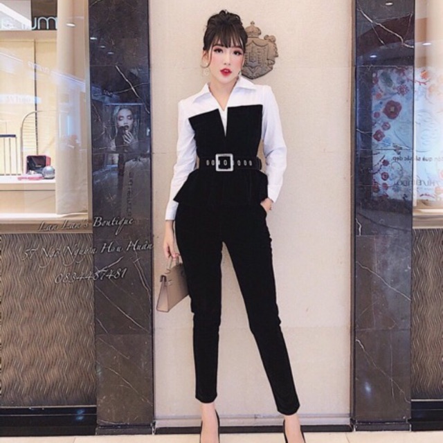 Set sơ mi,quần kèm đai cao cấp