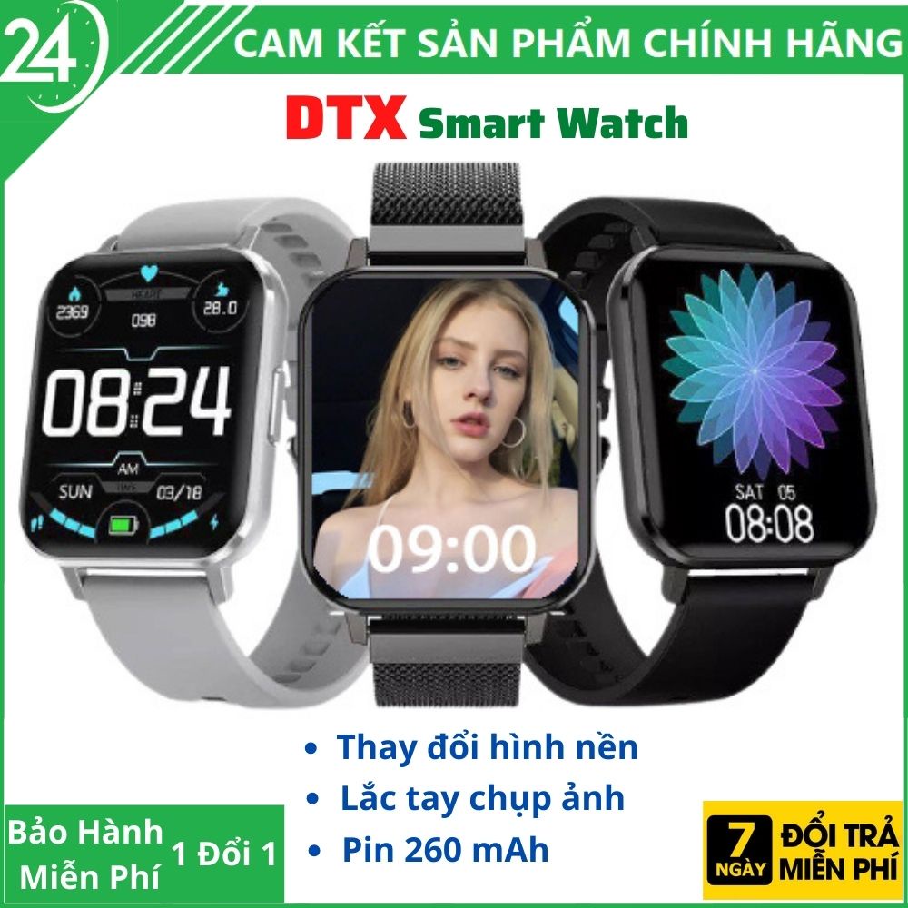 Đồng Hồ Thông Minh DTX Màn Hình HD 1.78 inch Chống Nước IP68, Thay Đổi Hình Nền, Pin Siêu Khủng, Theo Dõi Sức Khỏe