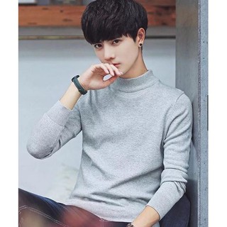 Áo len nam cổ cao 3 phân chất len dệt kim