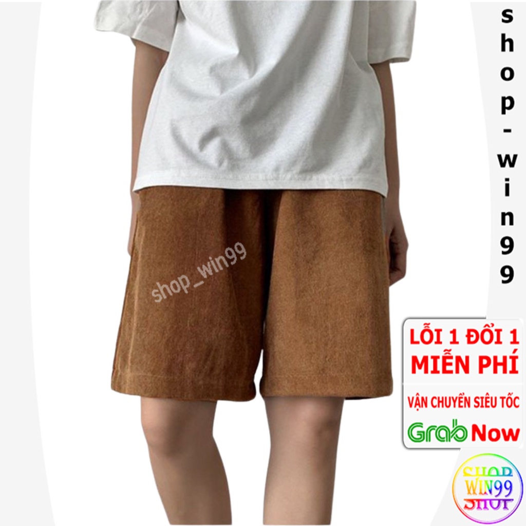 Quần Short Thể Thao Nam Nhung, Quần Đùi Thun Thể Thao Mùa Hè Co Giãn Dáng Form Rộng Dày Dặn, Vải Thoáng Mát .