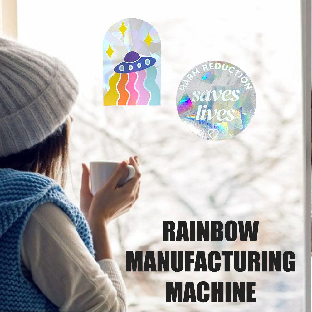 Miếng Dán Trang Trí Cửa Sổ Hình Cầu Vồng Phản Quang Tự Dính