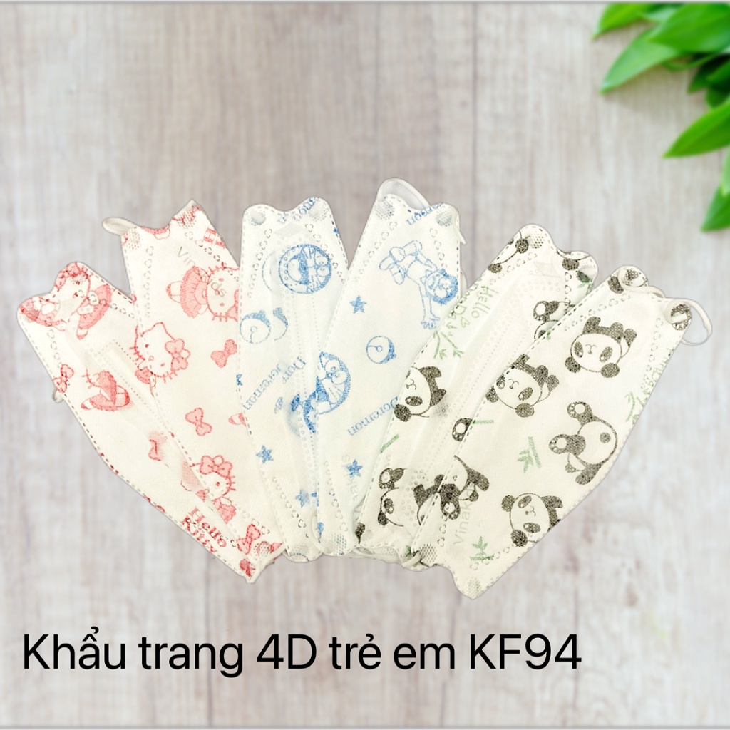 Khẩu trang 4D KF94 tiêu chuẩn Hàn quốc chất liệu PP gồm 3 lớp vải và 1 lớp giấy kháng khuẩn