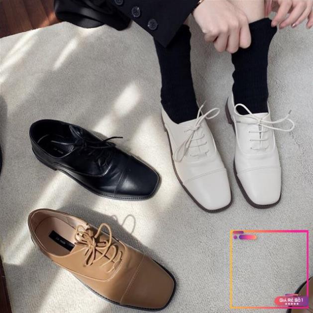 Giày oxford mũi vuông dây buộc 4 nấc (có ảnh thật) -v01