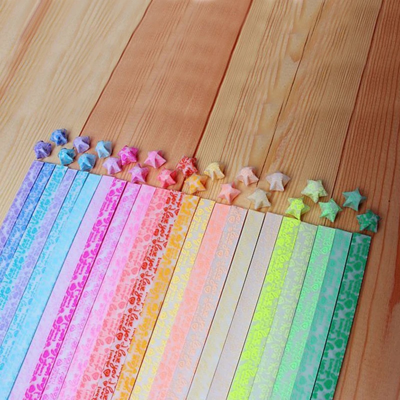 Set 540 / 210 Dải Giấy Xếp Origami Nhiều Màu Sắc Trang Trí Nhà Cửa DIY