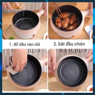 Sh nồi lẩu điện mini hai tầng đa năng tặng kèm khay hấp có thể chiên, xào, ca nấu ăn, nấu cơm, nấu lẩu mì min 99