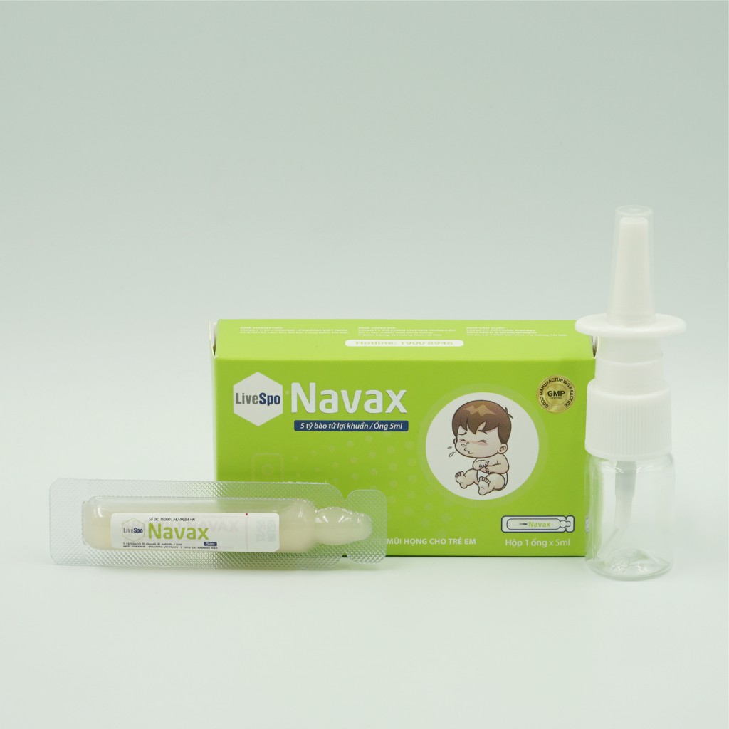 Xịt lợi khuẩn cho người viêm tai mũi họng Livespo Navax 1 ống x5ml