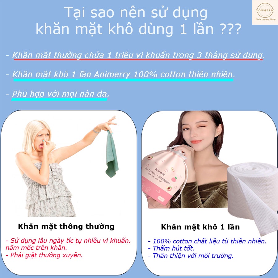 Khăn lau mặt dùng 1 lần lau khô khăn giấy đa năng Animerry