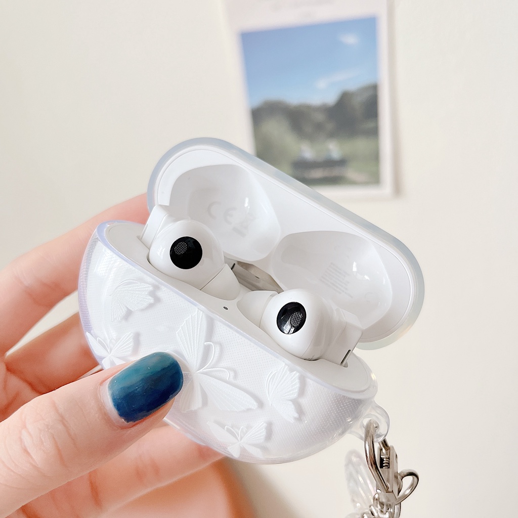 Vỏ Bảo Vệ Hộp Sạc Tai Nghe Bluetooth Không Dây HUAWEI FreeBuds3 / 4 / 4I / 5I Bằng TPU Mềm Trong Suốt Hình Bướm Dễ Thương