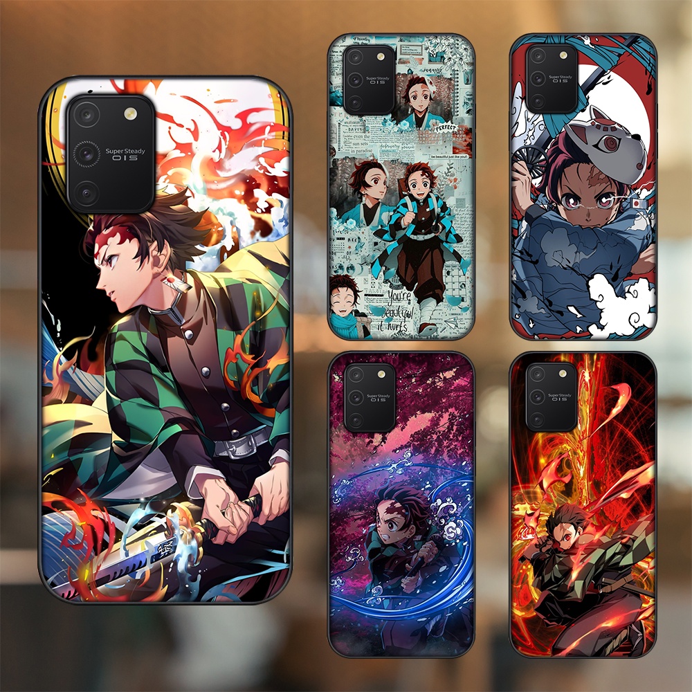Ốp lưng Samsung S10 Lite viền đen in hình Tanjiro Kimetsu No Yaiba