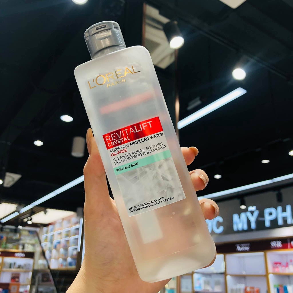 NƯỚC TẨY TRANG LÀM SẠCH CHO DA DẦU LOREAL REVITALIFT CRYSTAL PURIFYING MICELLAR WATER 400ML CHÍNH HÃNG - 10371