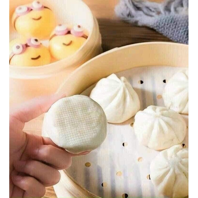 100 tờ Giấy nến đục lỗ, Giấy nến tròn lót xửng hấp, nồi chiên không dầu, hấp bánh bao 88288 baonhishop2202